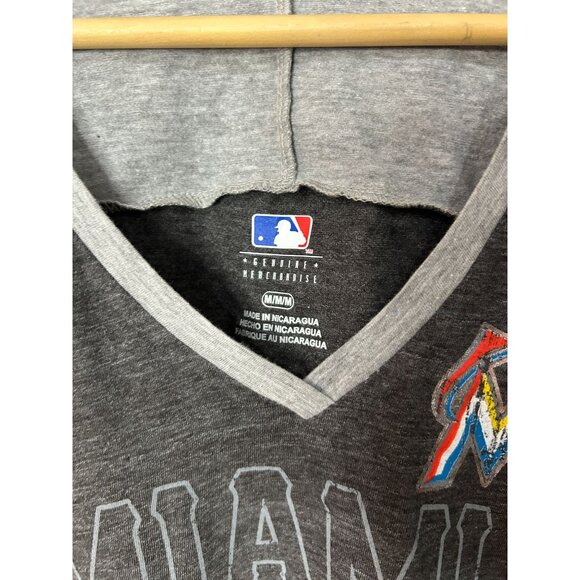 NEW Miami Marlins Womens V-Neck T-Shirt Size M Genuine MLB Merchandise - Picture 2 of 3